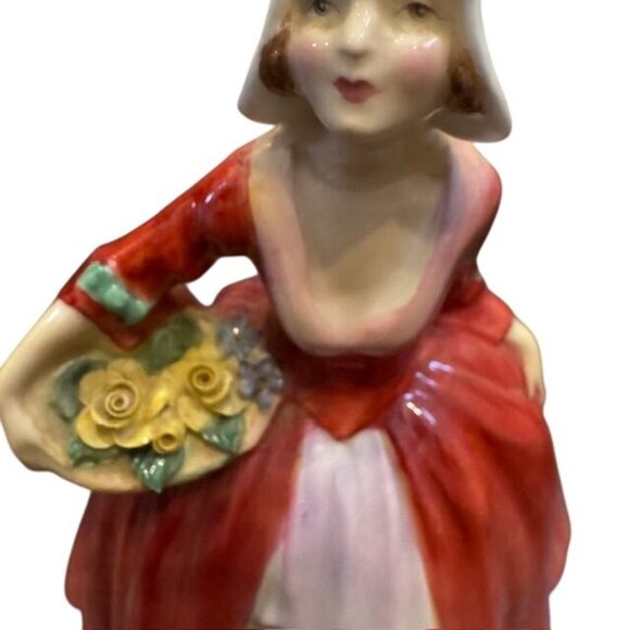 Royal Doulton Janet Figurine HN1637 Red Dress Lady Holding Basket Of Flowers - Picture 7 of 7